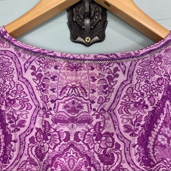 Nicoblu Violets Kaftan With Jewel Tassels & Neckline Embellishment Purple 1X-4x - Picture 3 of 8